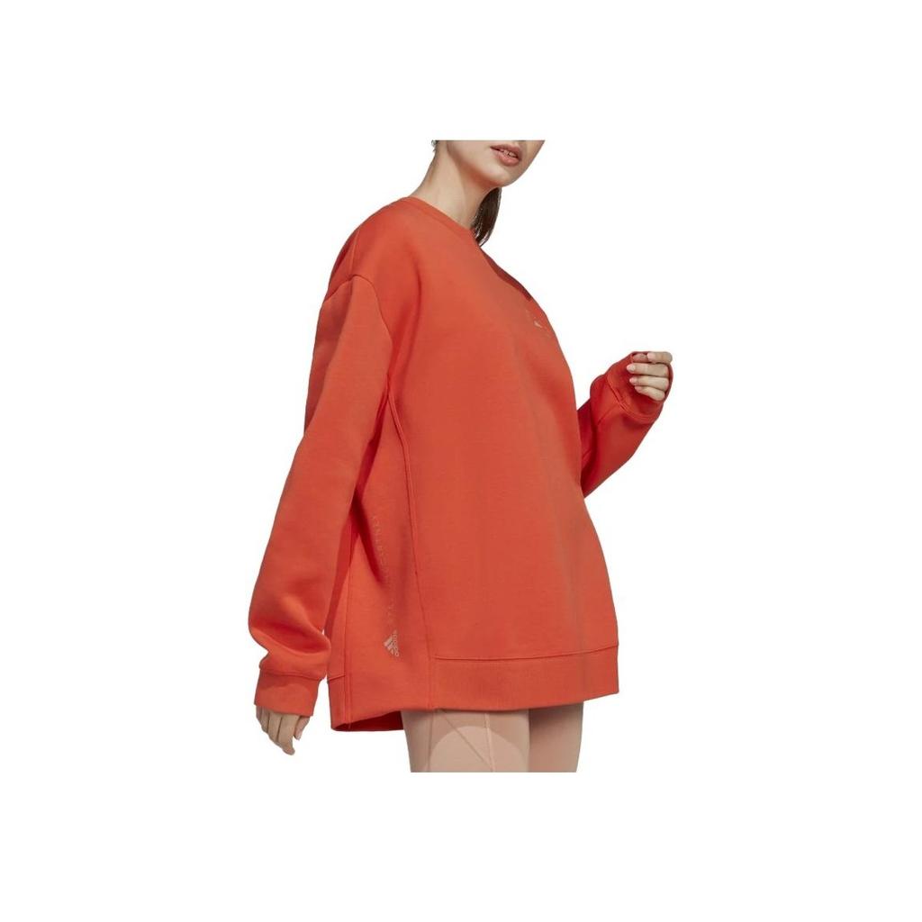 Adidas Solid Color Loose Fit Crew Neck Long Sleeve Sweatshirt Women Tops Orange-Red HR2199