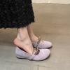 Inner height increase Mary Jane shoes niche design metal round head flat shoes single shoes