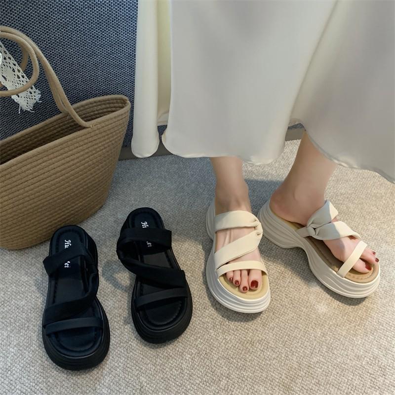 

Sweet wind slippers women s new letter double bow rhinestone one-word drag summer skirt wear beach sandals 35