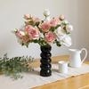 Fleurs de Rose Artificielles à 3 Têtes Bord Brûlé Bouquet de Pivoines Artificielles Rose Simulation Soie Cadeau Festif