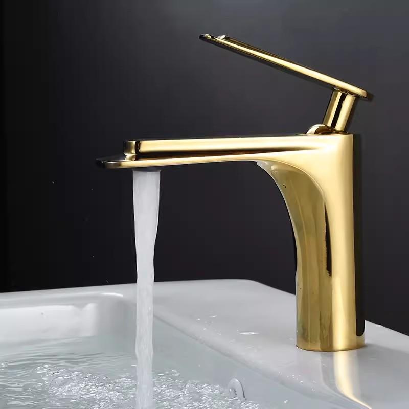 Tuqiu Gold Bathroom Faucet Black Basin Faucets White Gold Sink Mixer Tap Hot & Cold Deck Mounted Grey Lavatory Crane Water Tap