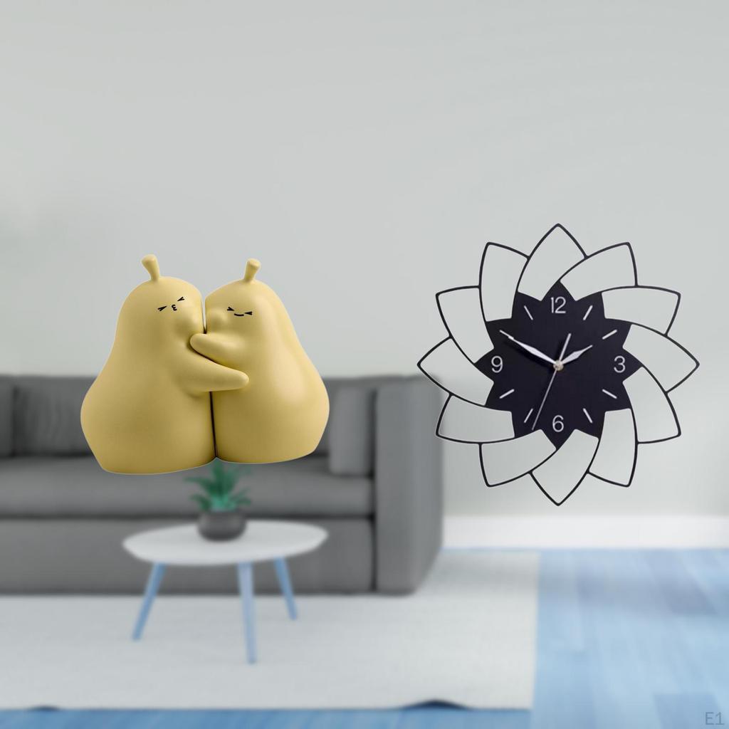 Hugging Flower Ceramic Bookend And Acrylic Wall Clock Stand Unique Bookshelf Ornament Decorative