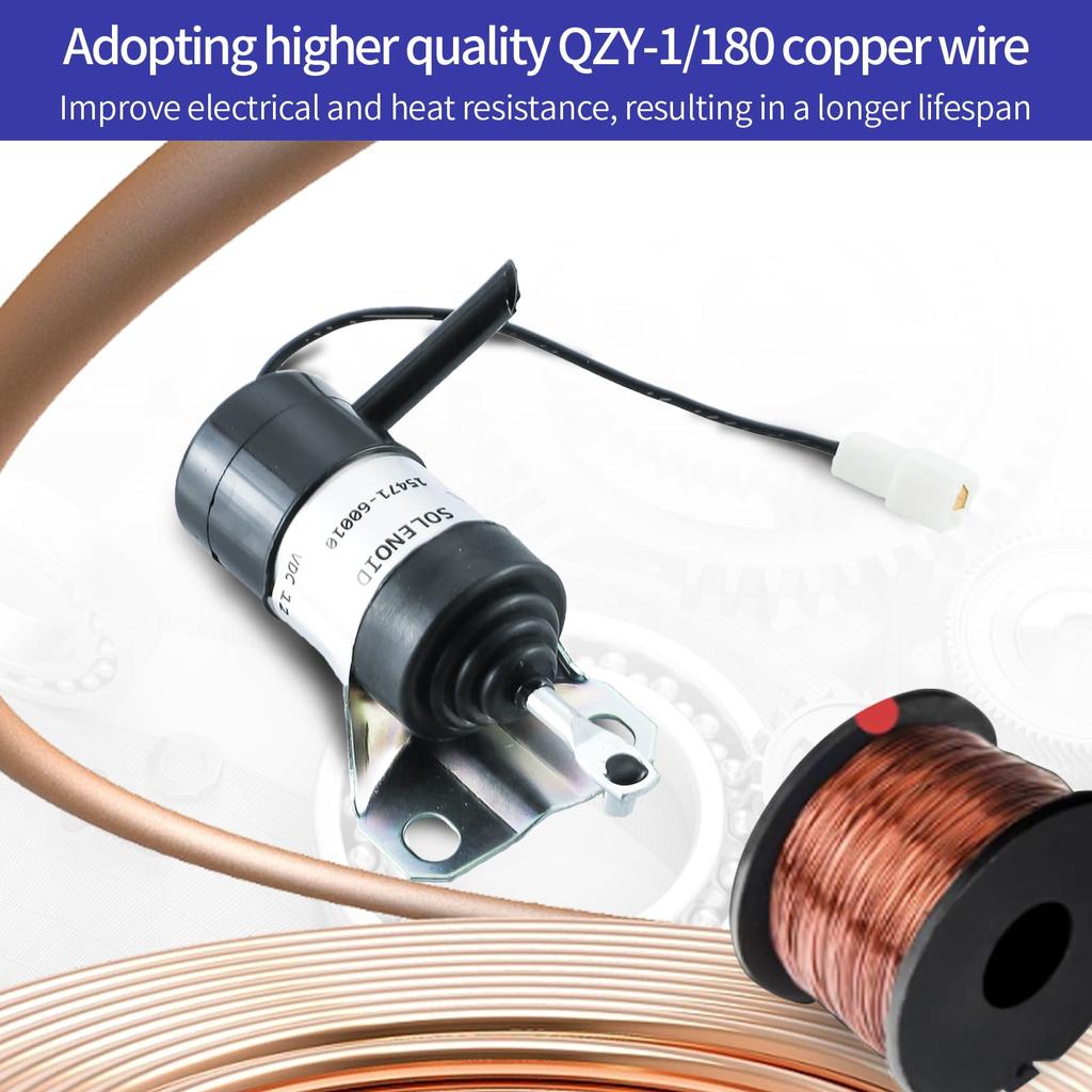 15471-60010 Fuel Rejection Solenoid 052600-1000 15471-60013 Replacement for Kubota R400B R410 R410B R420 R510