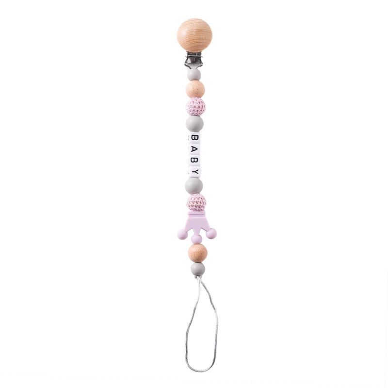 Personalized Name Baby Pacifier Clips Chains Teethers Dummy Nipple Holder Silicone Crown Clip Newborn Teething Toys Accessories