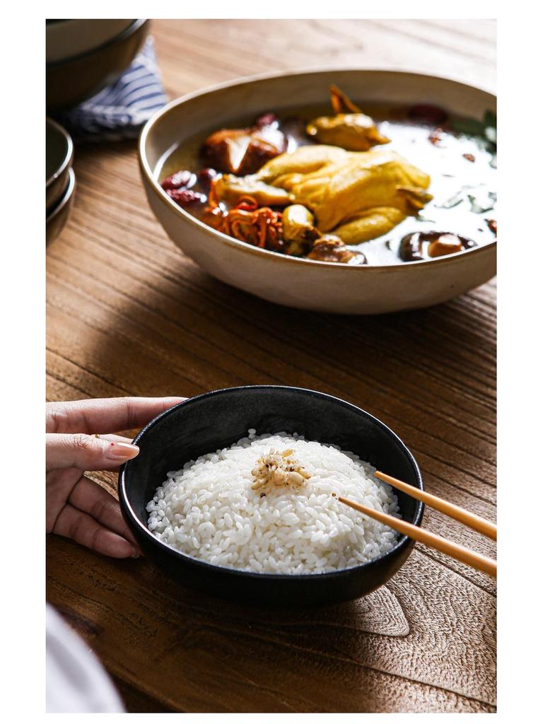 Japanisches Retro-Keramikgeschirr: Grobes Steingut Dessert-, Suppen- und Pastateller für Restaurants oder Hotels