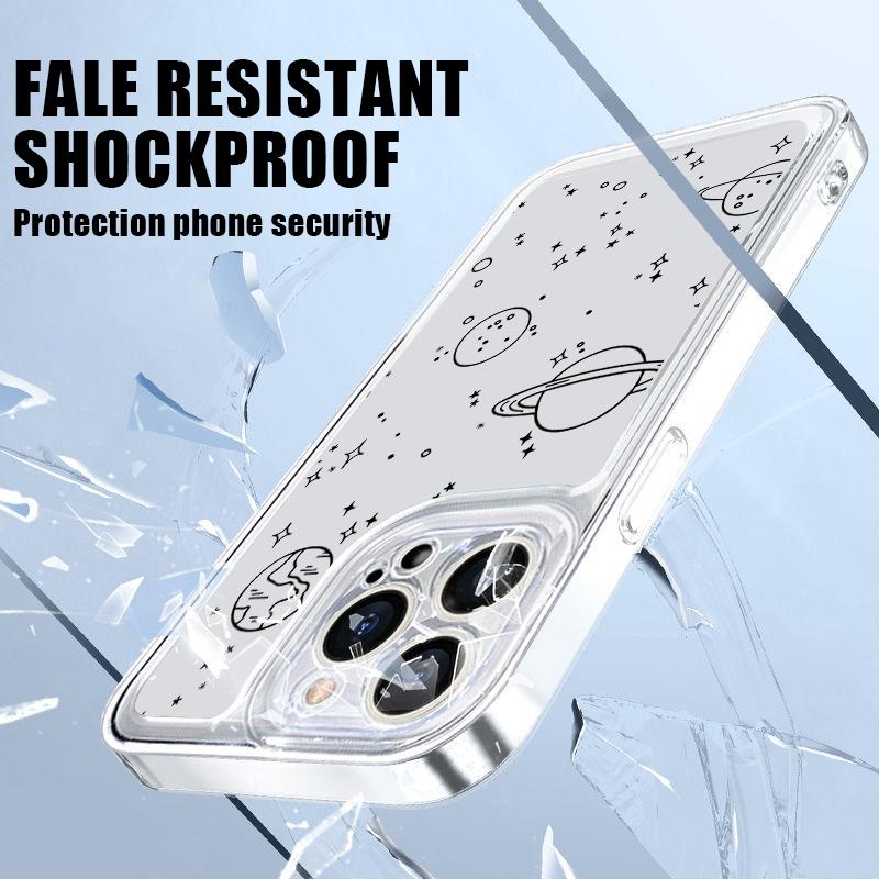 Aircraft Route Print Soft Silicone Case For iPhone 16 Pro Max 15 Pro 14 Plus 13 12 11 XS Astronaut Planet Shockproof Clear Phone Cover