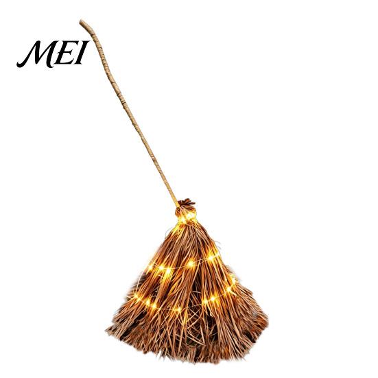 Decorative Broom for Covered Entryway 5.5 Ft Giant Light-up Witch Broom, Vintage Twig with String Light, Creepy Costume Accessory Rustic Farmhouse