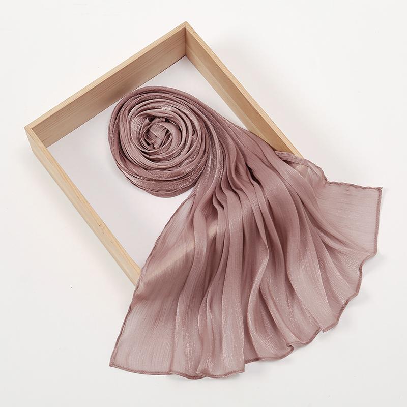 Plain Sparking Silk Feeling Satin Shawls Scarf Glitter Shimmer Wrap Beach Cover Stole Bufandas Muslim Hijab 180*70Cm