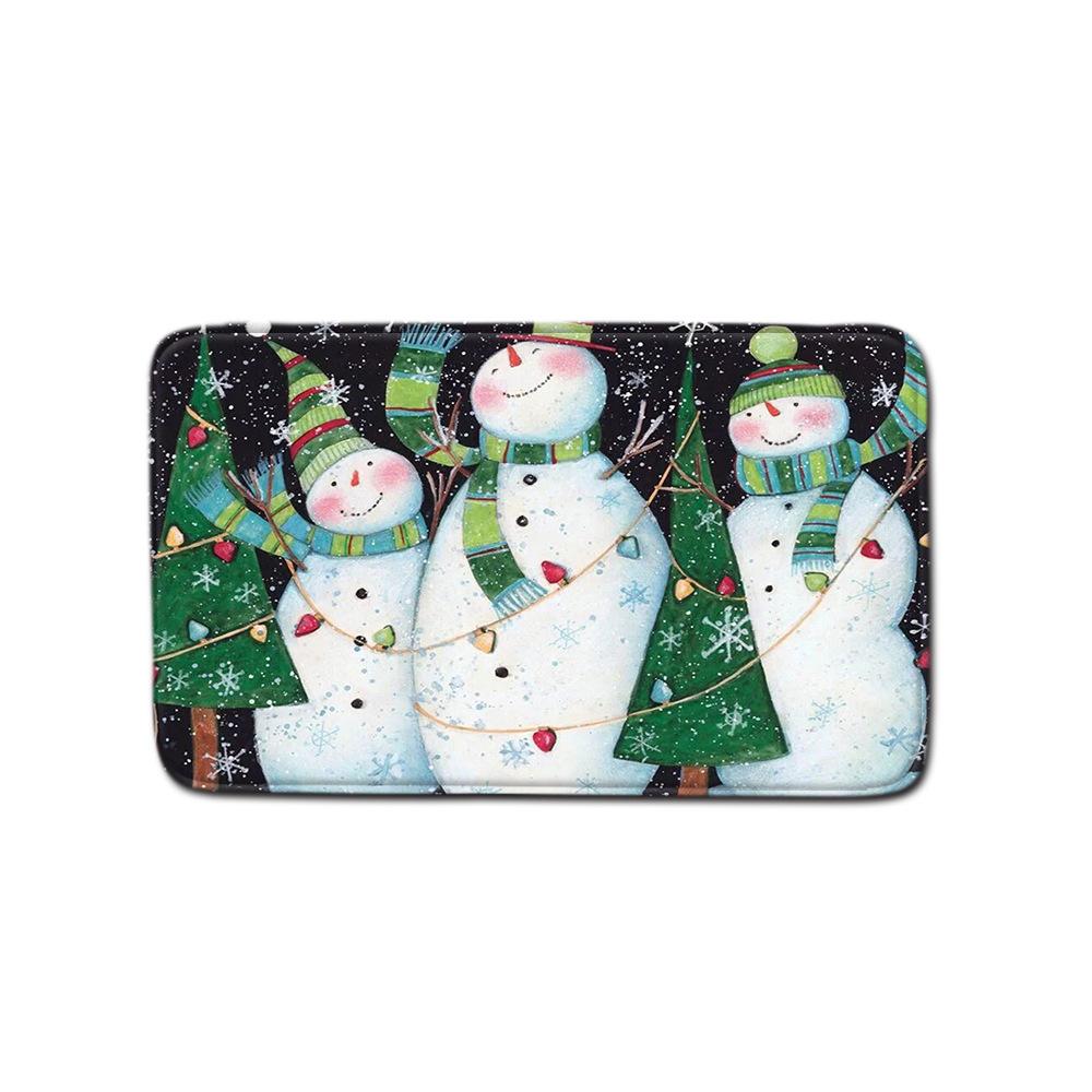 Christmas Shower Curtain Floor Mat Combination Four-Piece Set Bathroom Toilet Carpet Shower Room Mat Foot Mat