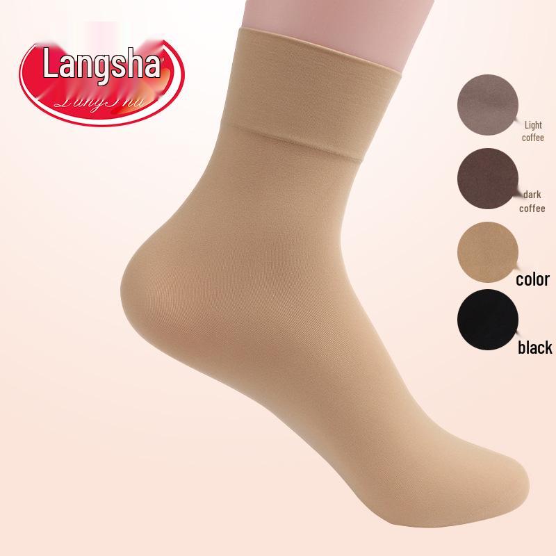 Langsha 80D Velvet Ankle Socks: Non-constricting Wide Opening for Spring/Autumn, Ideal for Women and Elderly.