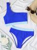 Color Block One Shoulder High Waist Sexy Bikini Set Elegant Two Piece Swimwear