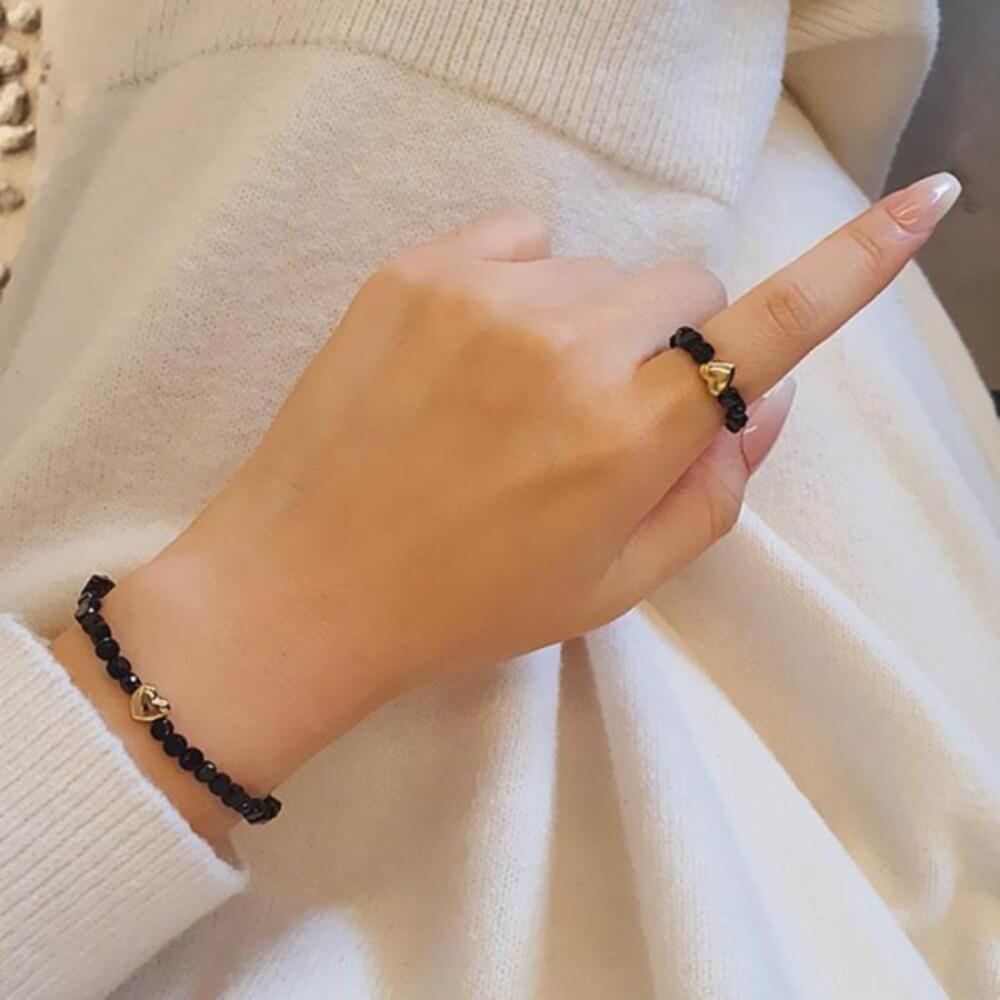 

Women s Shinju Heart Pendant Bead Cute Ring Bracelet (10416528) pink gold