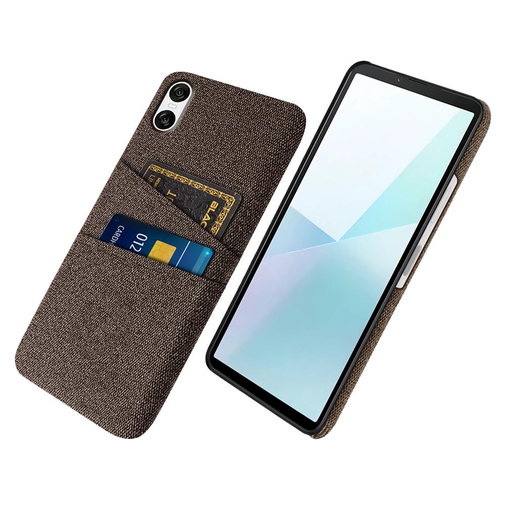 For Sony Xperia 10 VI Case Cloth Fabric + Hard PC Phone Cover with Dual Card Slots Anti-Fingerprint