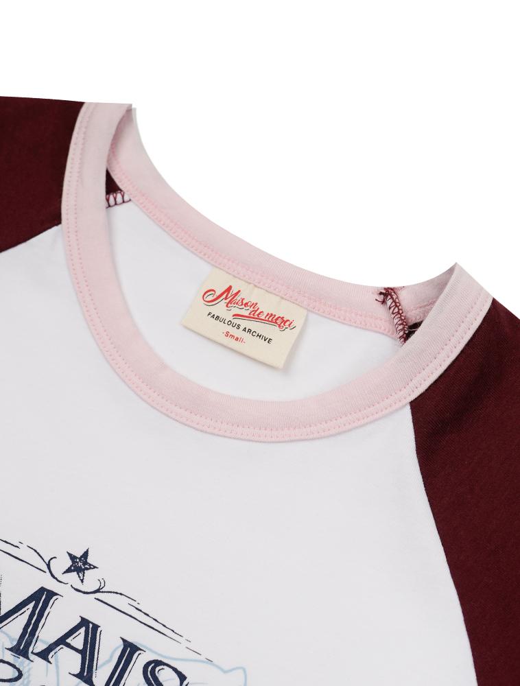 LA MAISON STUDIO Lily Slim Fit Raglan Short Sleeve Burgundy(Fcg2Ts778W)