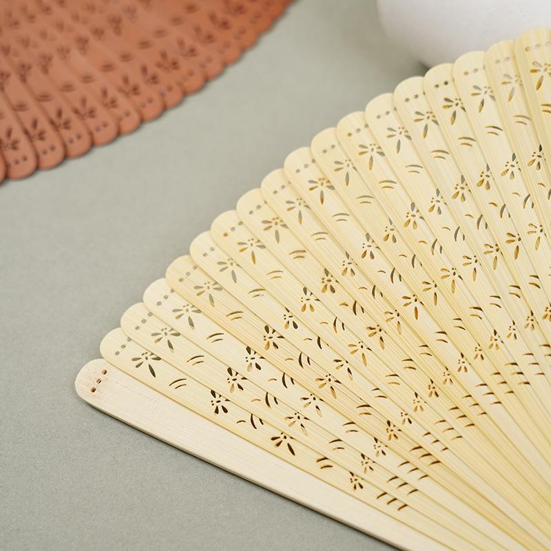 Retro Chinese Style Craft Fan All Bamboo Folding Fan Ancient Style Bamboo Fan Hanfu Dance Hollow Bamboo Fan
