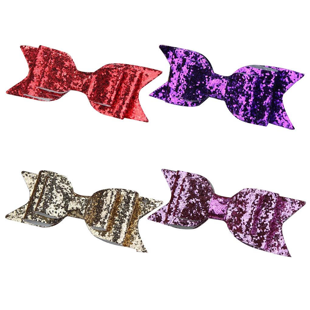 Women Girl Sequined Glitter Hairpin Bowknot Barrette Sweet Crystal Hair Clip Bow
