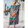 Moda Donna Estate Primavera Stampa a Blocchi di Colore Maniche 1/2 Scollo a V Linea Vita Lassa Abiti Casual