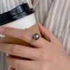 Earrings High Quality Version Silver Grey White Pearl Ring S925 Sterling Silver Wind Opening Ring Women