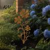 Metal Garden Stakes Rustic Flower Stakes, 12.6x30cm Yard Art Cutout, Farmhouse Rust Decorative Iron Flowers Finish Outdoor Decor for Pathway