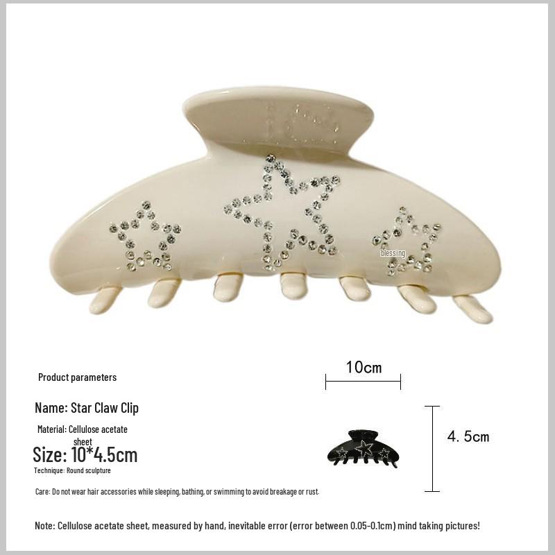 YHJ 2023 Acetate Rhinestone Star Hair Clip - Large Shark Clip for Updo