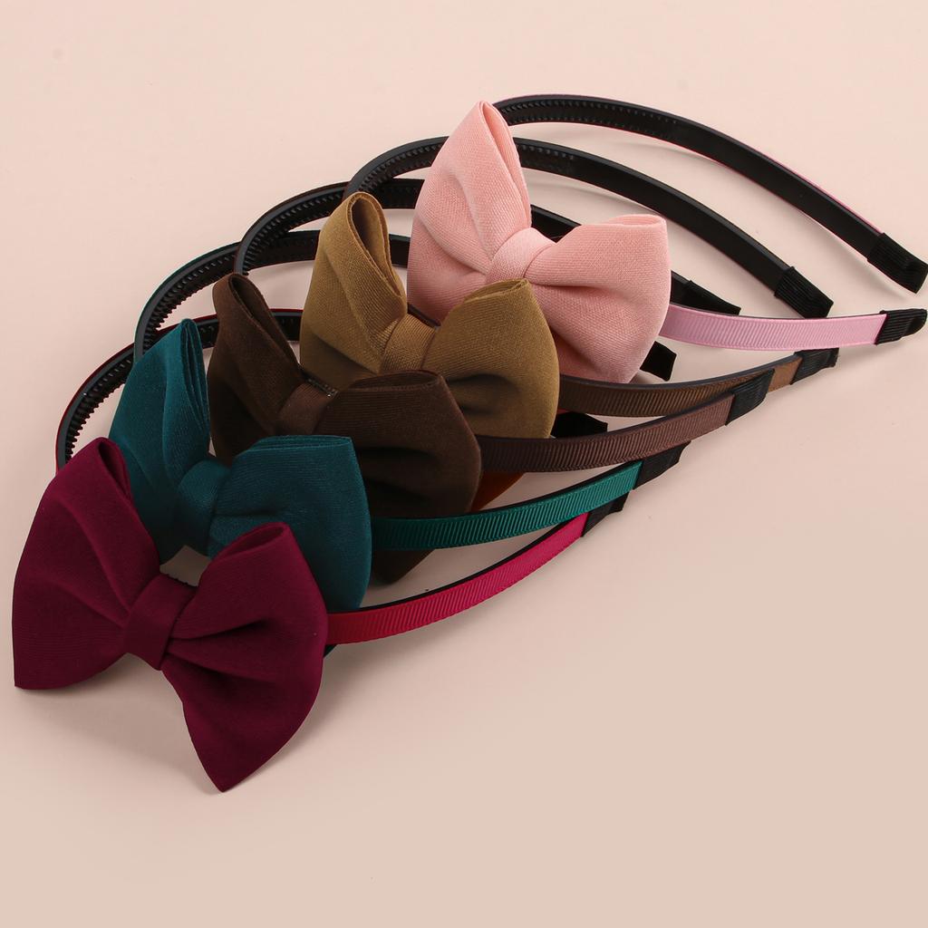 5pcs Fabric Hair Bows Headbands for Girls Plastic Teeth Hairbands 3inch Hair Bows with Headband Children Kids Hair Accessories