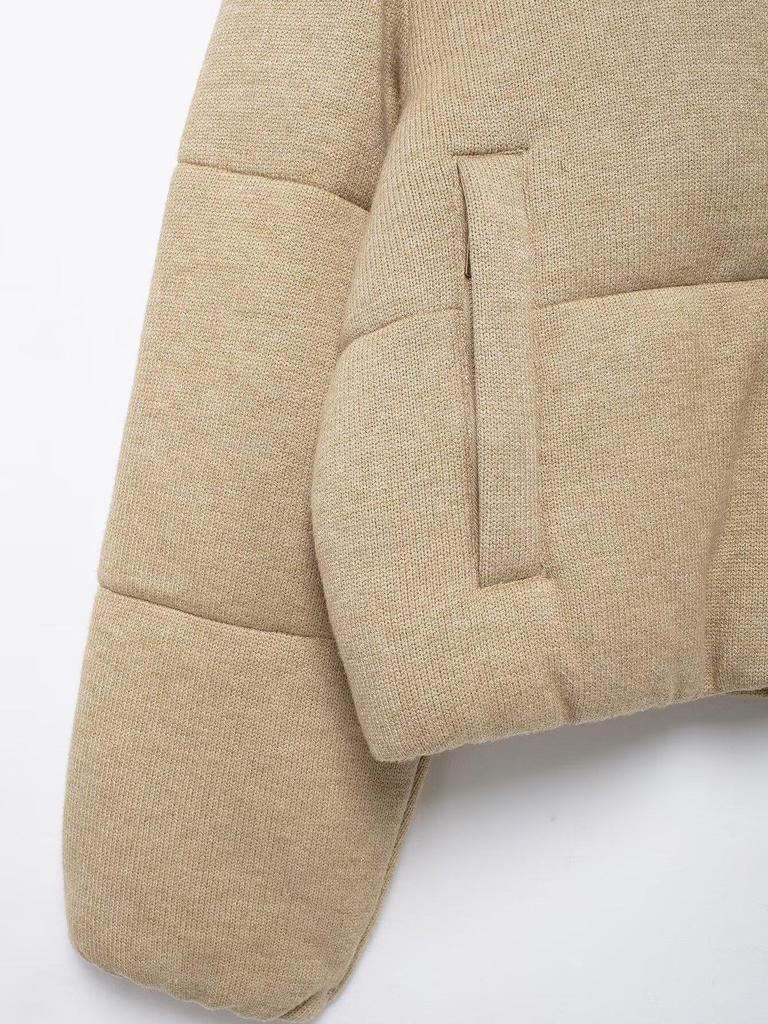 2024 Fall Women's European/American Style Stand Collar Long Sleeve Short Warm Cotton-Padded Jacket