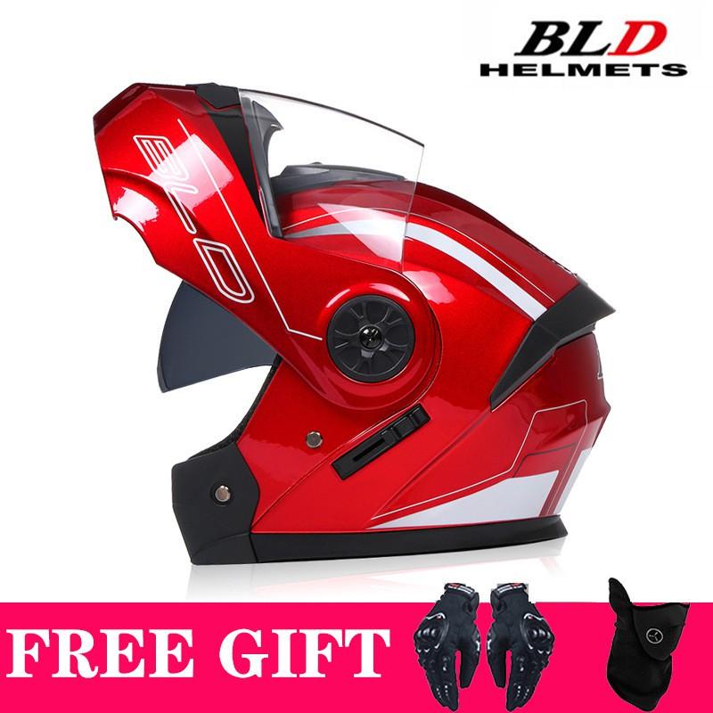 Full Face Motorcycle Helmet With Dual Visors Flip-Up Design Scooter E-Bike Riders