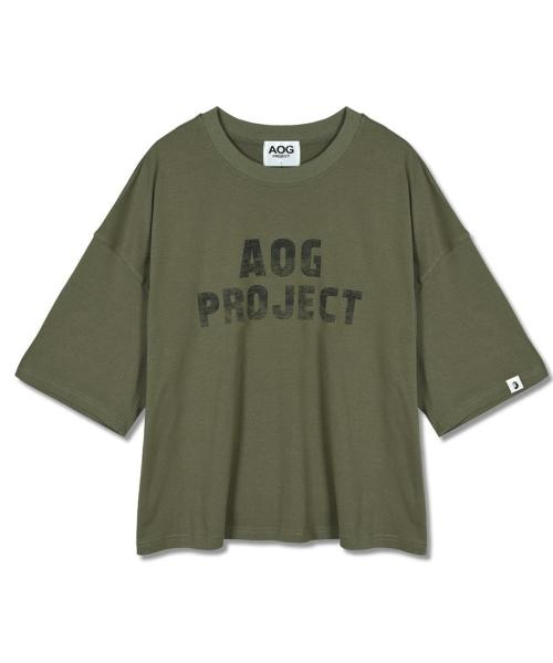 AOG PROJECT Vintage Print Oversized T-Shirt (Khaki)
