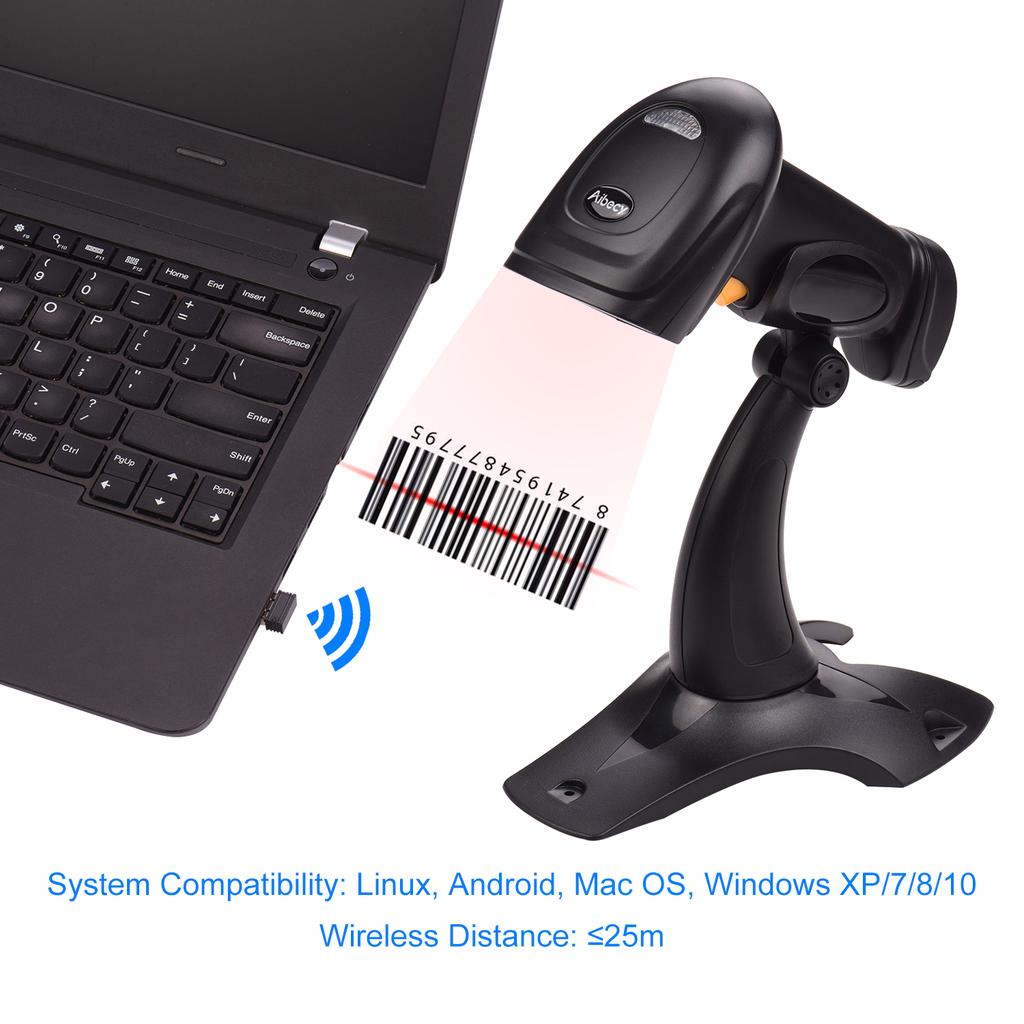 Buy Aibecy 2.4G Wireless Handheld 1D Barcode Scanner Bar Code Reader ...