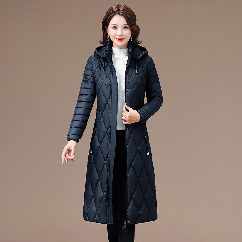 Women's Autumn Winter Plus Size Padded Thickened Down Jacket Warm and Comfortable Outerwear Long Hooded Slim Jacket