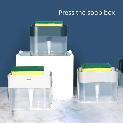 Tragbares Spülmittelspender-Set für die Küche, Spülmittelbox mit Schwammhalter, Handpresse, Flüssigkeitsdosierwerkzeuge