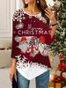 Dámské volné tričko s kulatým výstřihem a tříčtvrtečním rukávem, 3D vánoční vzor, ideální halloweenský a vánoční dárek