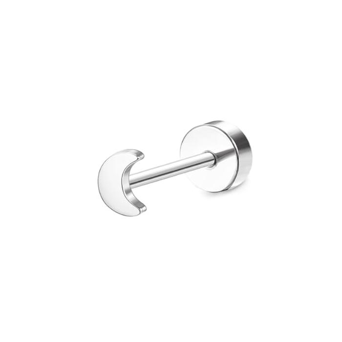 Bobisty Surgical Steel Flat Back Earrings for Women Helix Stud Hoop Earrings Cartilage Earrings Tragus Helix Piercing Jewelry