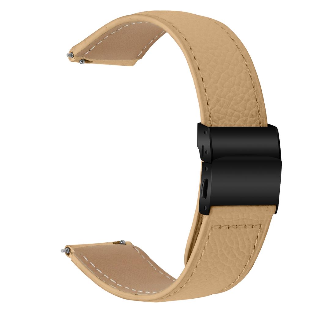 Wrist Strap For Huami Amazfit Active/GTR Mini/Bip 3 Pro/Bip 3 Genuine Leather Watch Band with Black Connector Turtle Back Buckle