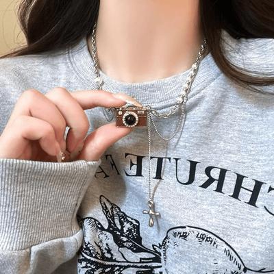 Vintage Kožený Hnedý Kameň Prívesok Náhrdelník Stohovateľný Choker Temperament Retiazka na Kľúčnu Kosť Pre Ženy Dievča Jesenný Zimný Náhrdelník