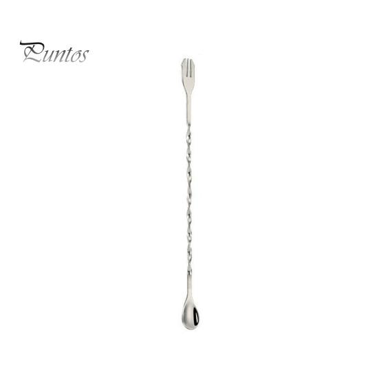 Milk Froth Mixer Spoon Dual Head Bar Spoon, Cocktail Mixing Stirrers with Long Handle, Food Grade Stirrer Stainless Steel Drink Trident Tip for Coffee