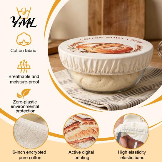 Cotton Proofing Covers for Sourdough Starter Jar Cover, Reusable Elastic Dough Fermentation Bowl Cloth Baking Breathable Fabric And Food Preservation