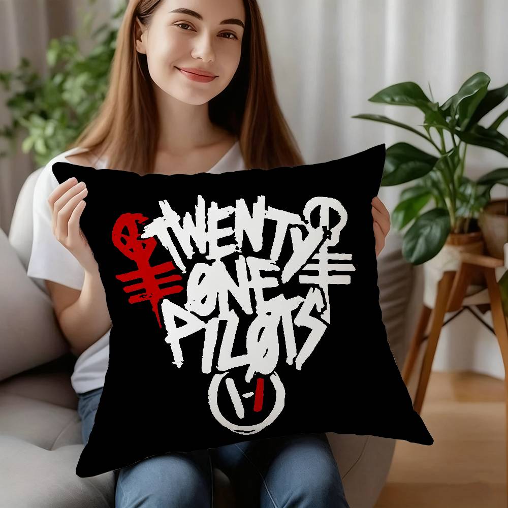 HOT-T-Twenty One Pilots Pillow Case Plush Fabric Soft Pillowcase Double Sided Print Sofa Cushion Cover Throw
