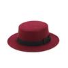 New Artificial Wool Jazz Felt Flat Top Hat Autumn Winter For Women's Felt Wide Brim Fedora Hat Gorros Mujer Invierno Top Hat