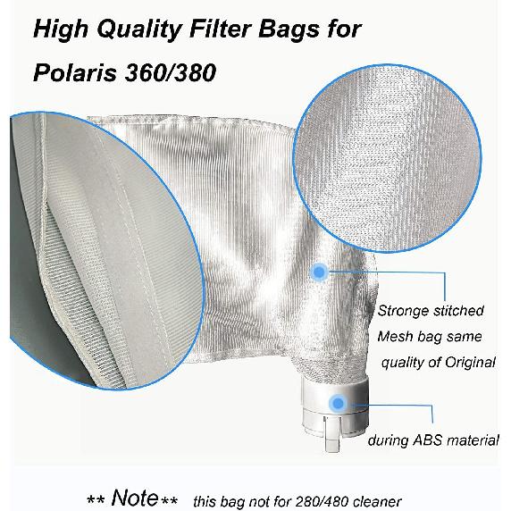 2 Pack Bag Replacement Fits for Polaris 360, 380 Pool Cleaner All Purpose Filter Bag for Polaris Filter Bag