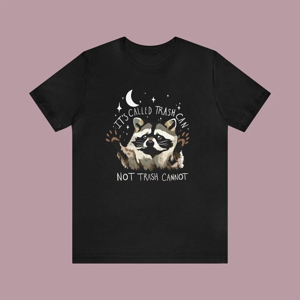 Raccoon Funny T-Shirt, Trash Panda Cute Animals Meme Cotton Black Shirt S-3XL S