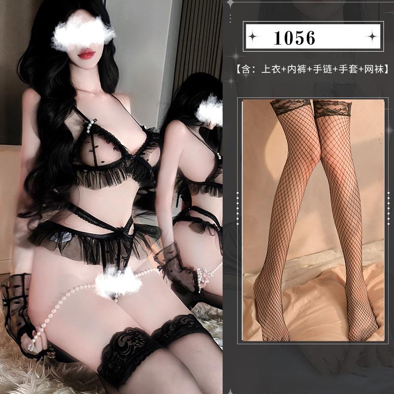 Three-point passion suit seduction sex female lace perspective seduction cute pure desire