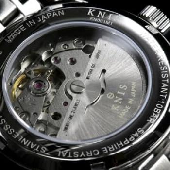 KNIS Lak Vyrobeno v Japonsku Automatické Hodinky Safírové Sklo Vodotěsné 10 ATM Mechanické Tmavě Modrá Modrá Kůže Pánské KN001-BLBLLE