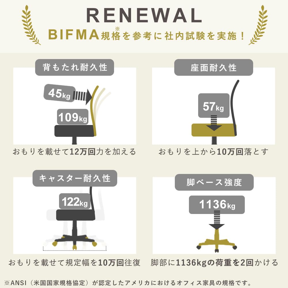 And More Iris Plaza Office Chair Desk Chair Mesh Breathable Waist Support Bar Stepless Lifting 360 Degree Rotation Compact Beige [Renewed Sturdy]