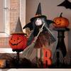 Halloween Witch Decoration Soft Cloth Gauze Skirt Mini Broom Witch Stuffed Doll Hanging Ornament Festival Witch Figurine Pendant Halloween Decoration