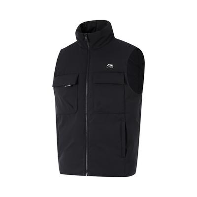Sports Trend Series Solid Color Stand Collar Cardigan Vest Men Vests Black AMRU033-1