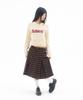 Ames Worldwide Check Pleats Midi Skirt Brown
