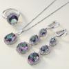 4Pcs/Set Multicolor Ring Earrings Pendant Necklace Jewelry