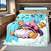 1PC Majin Buu  Print Flannel Blanket, High quality All Seasons, Home Decor, Warmth and Comfort, Perfect for Christmas Gifts