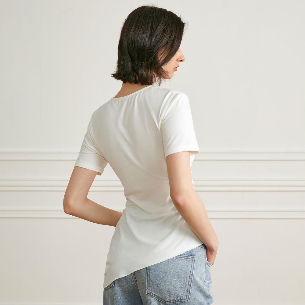 Waiwaiaiem Yy_Asymmetric Fitted Top_White